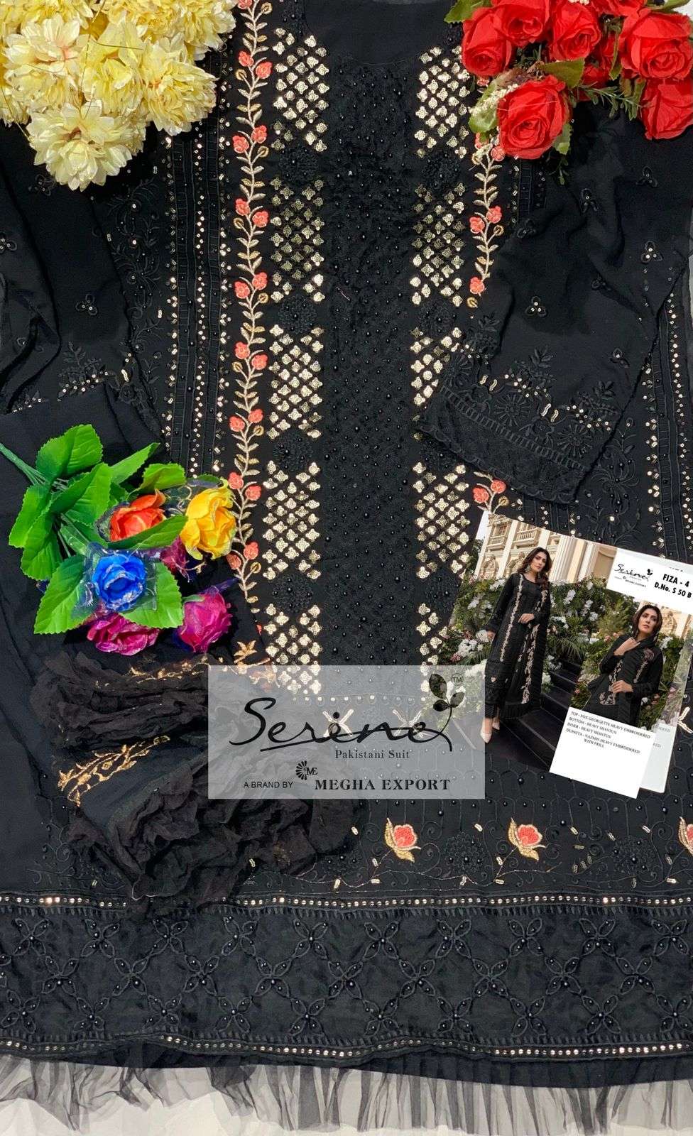 SERINE S-50 BY MEGHA EXPORTS GEORGETTE PAKISTANI DESIGNER SUITS