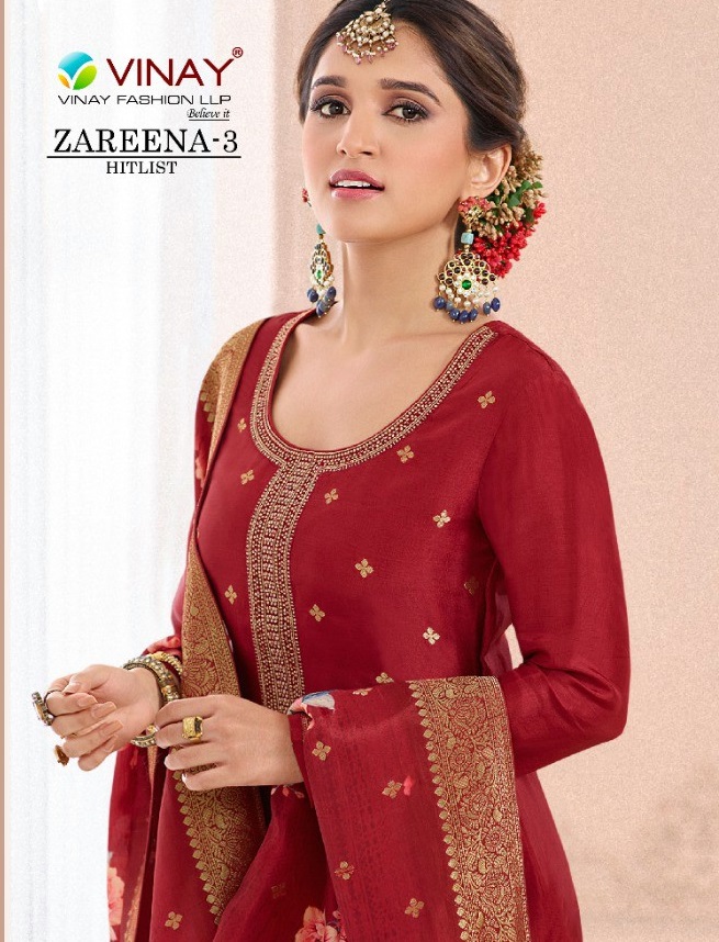 Vinay Zareena Vol-3 HIt List Wholesale Pure Dola Jacquard Straight Salwar Suits