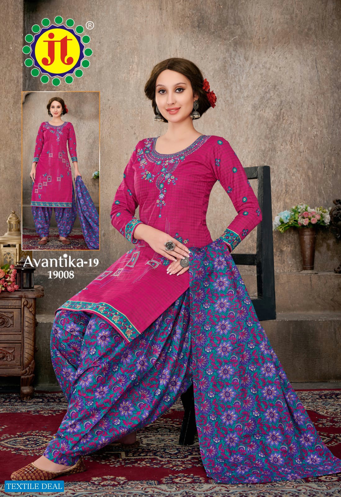 JT Avantika Vol-19 Wholesale Patiyala Special Cotton Printed Dress Material