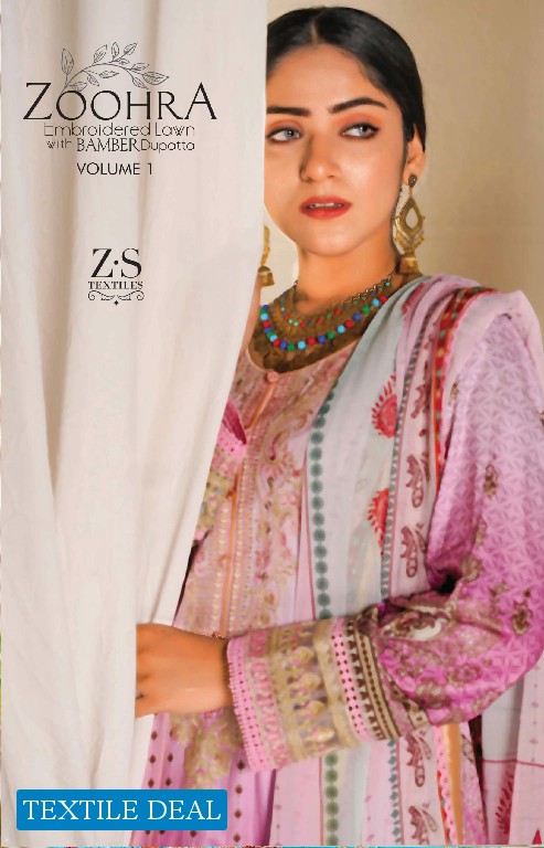 ZS Zoohra Embroidered Lawn With Bamber Dupatta Vol-1 Wholesale Original Pakistani Dress