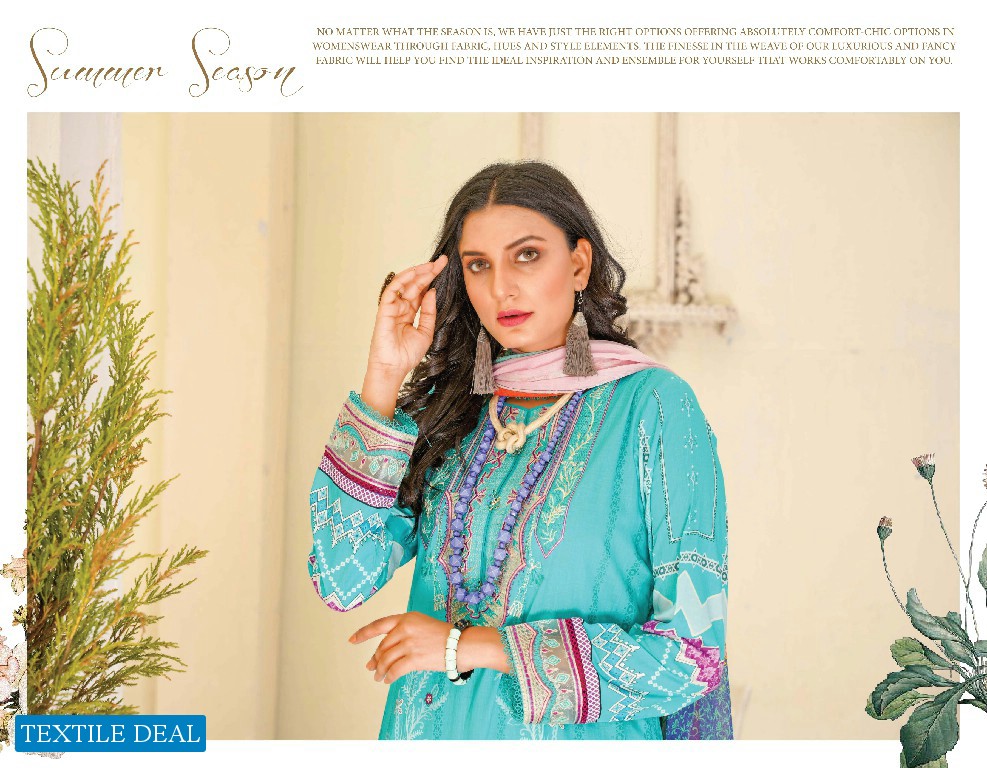 ZS Zoohra Embroidered Lawn With Bamber Dupatta Vol-1 Wholesale Original Pakistani Dress