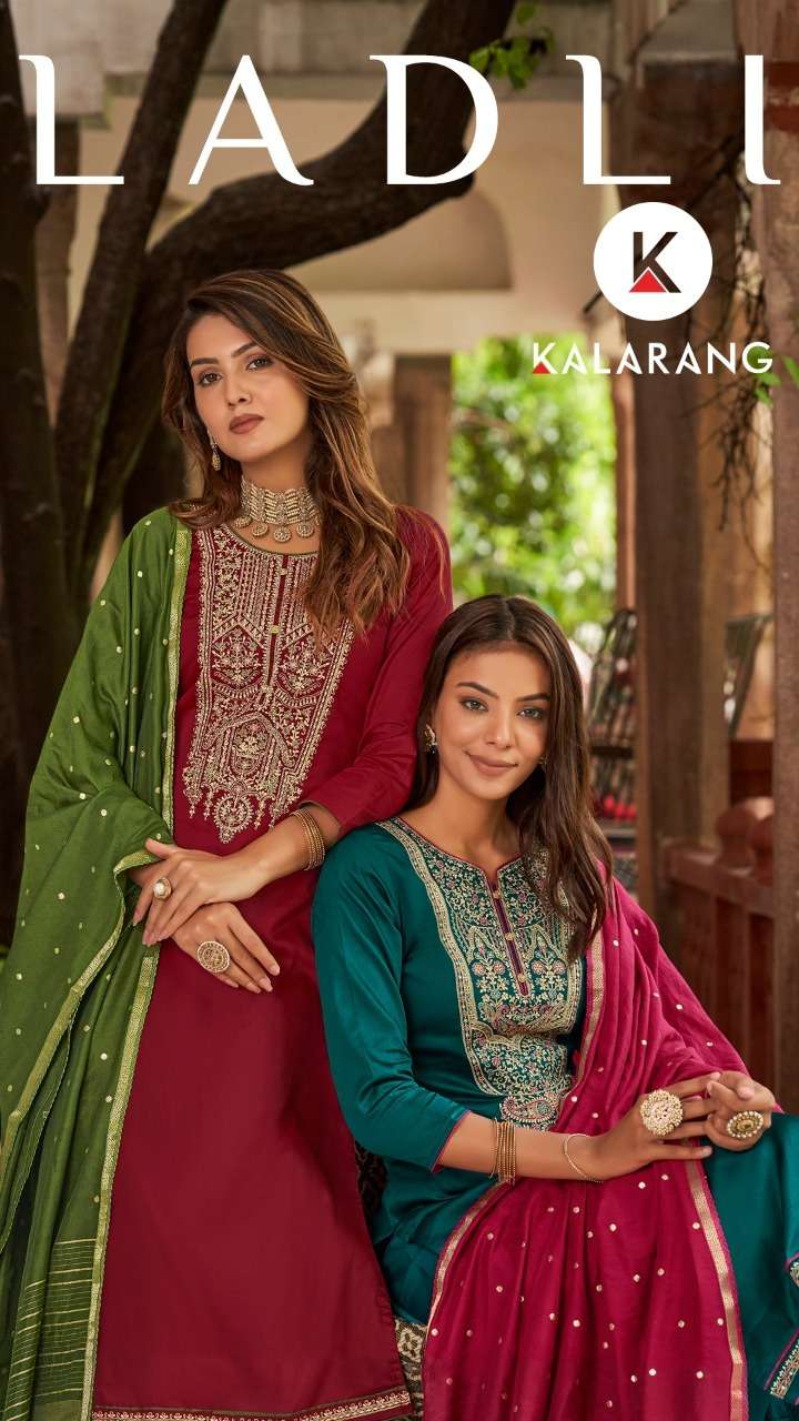 LADLI BY KALARANG JAM SILK WORK FANCY DRESS MATERIALS