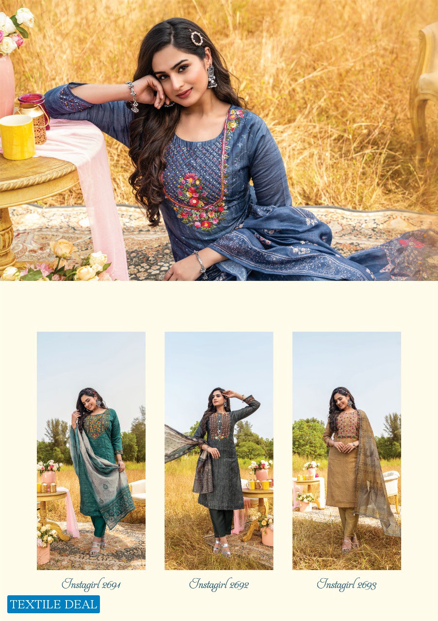 Anju Insta Girl Vol-3 Wholesale Kurti Pant With Heavy Dupatta Catalogs