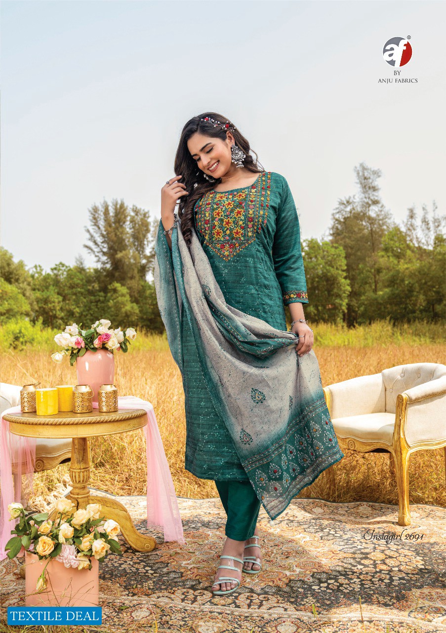 Anju Insta Girl Vol-3 Wholesale Kurti Pant With Heavy Dupatta Catalogs