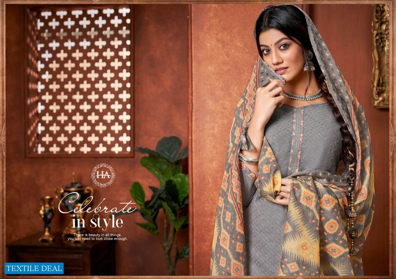 Harshit Patiyala Gold Wholesale Pure Cotton Chiffli Work Dress Material