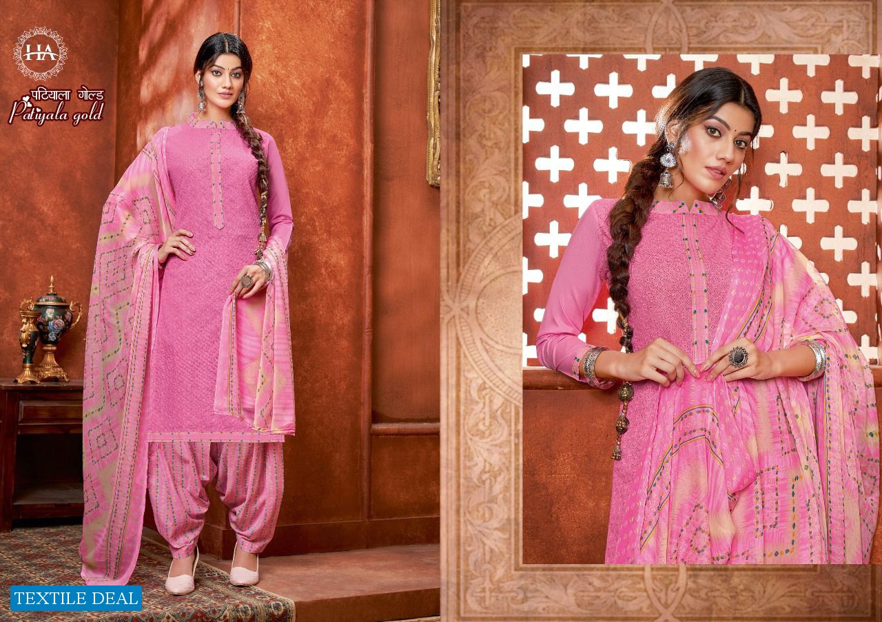 Harshit Patiyala Gold Wholesale Pure Cotton Chiffli Work Dress Material