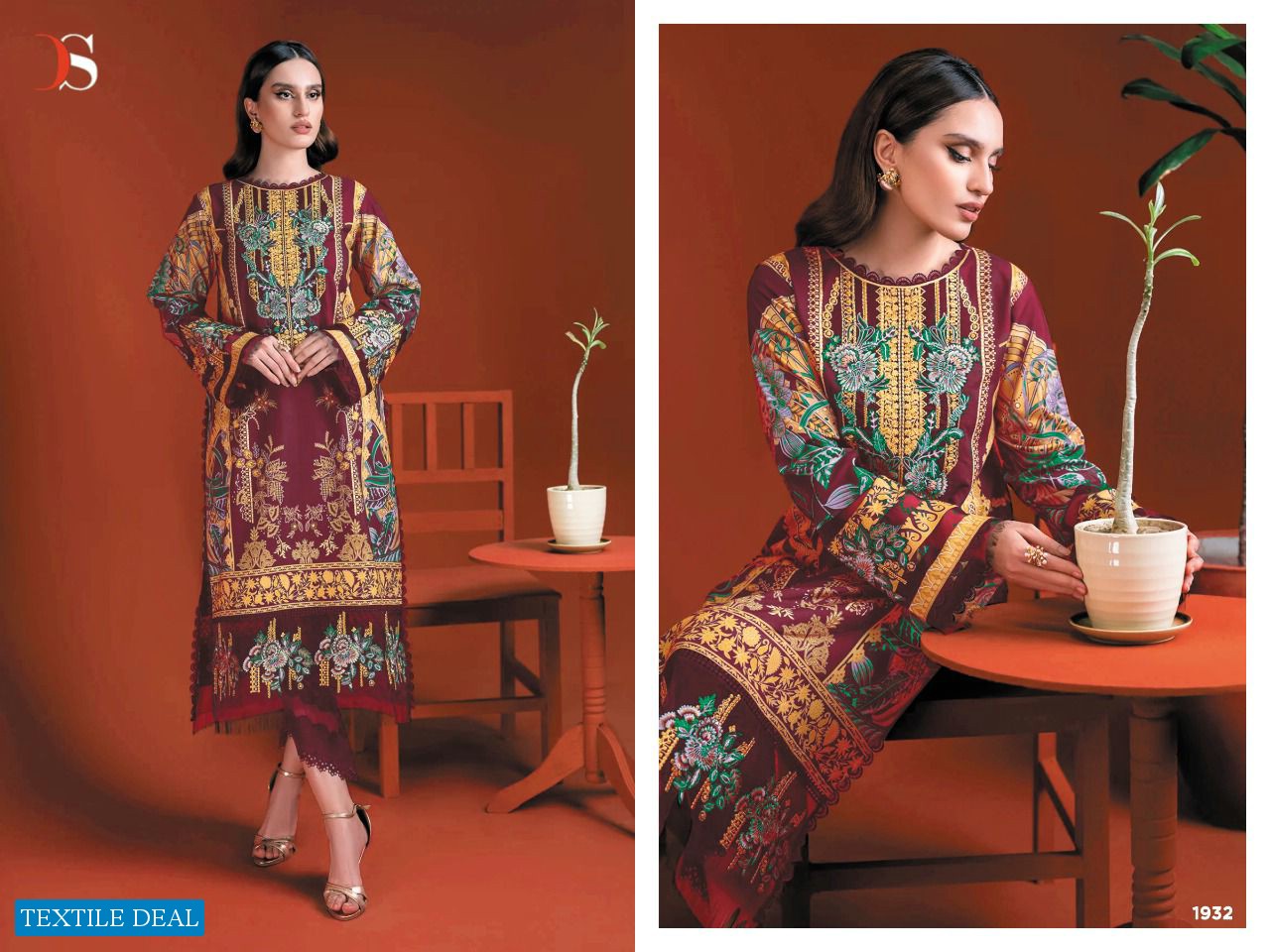 DEEPSY FIRDOUS SOLITAIRE COTTON PAKISTANI PATCH WORK SALWAR KAMEEZ