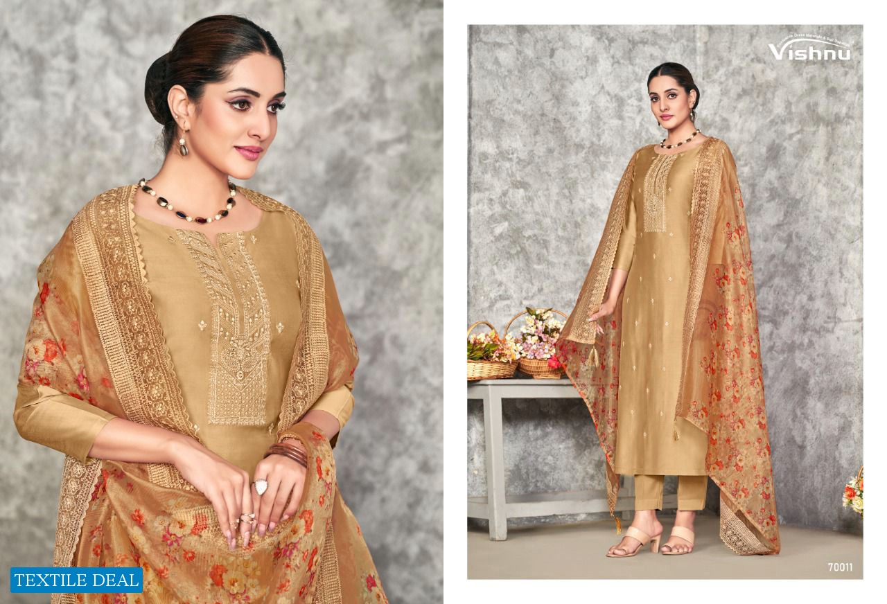 Vishnu Safeena Vol-2 Wholesale Pure Silk With Work Dress Material