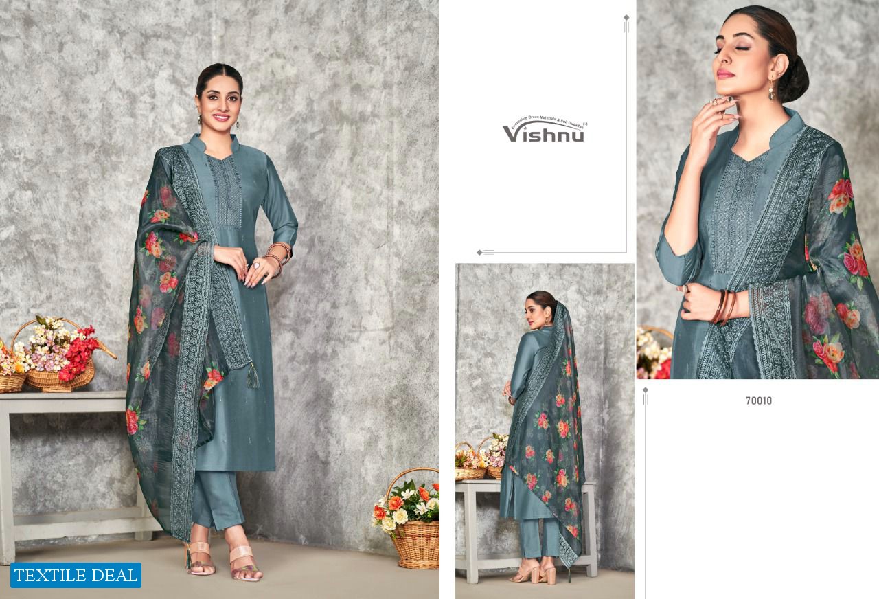 Vishnu Safeena Vol-2 Wholesale Pure Silk With Work Dress Material