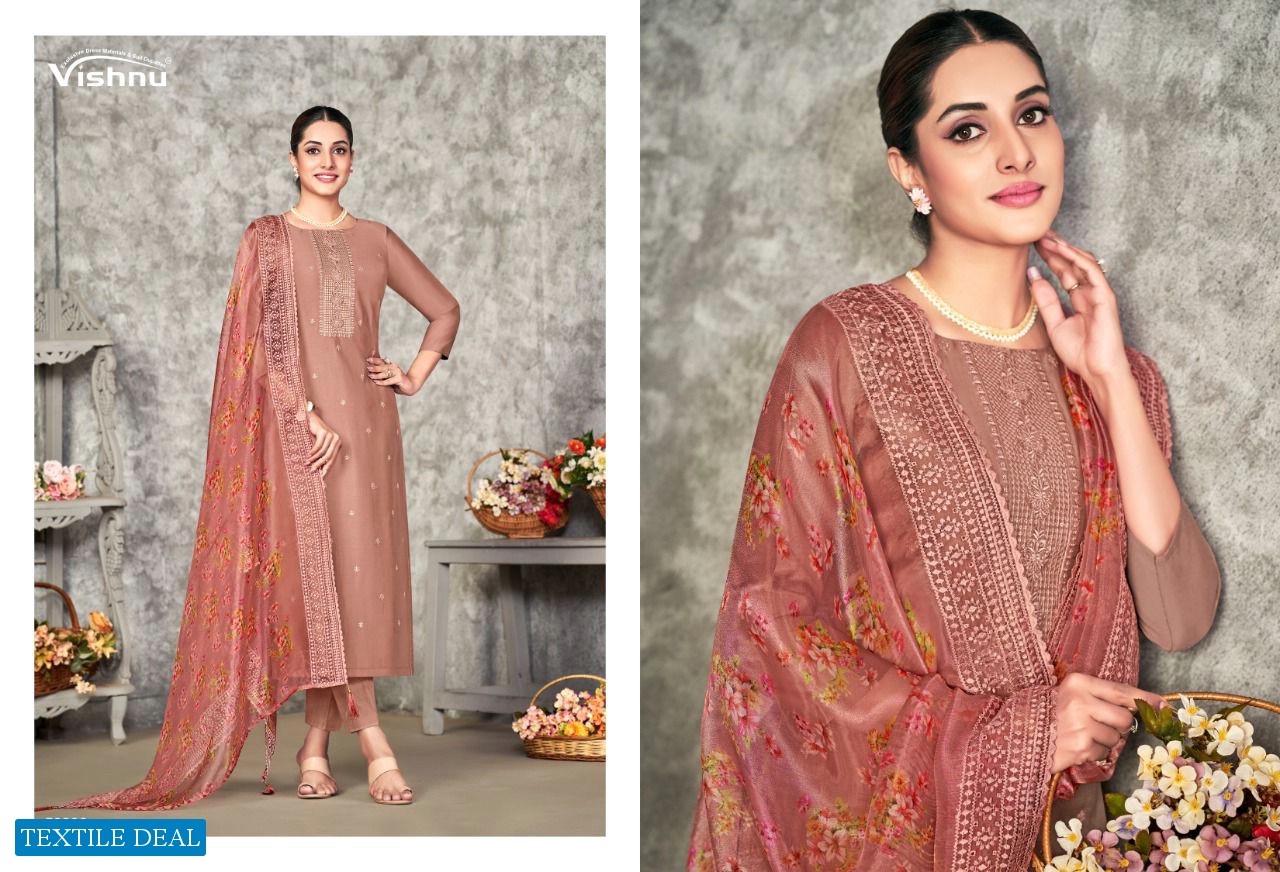 Vishnu Safeena Vol-2 Wholesale Pure Silk With Work Dress Material