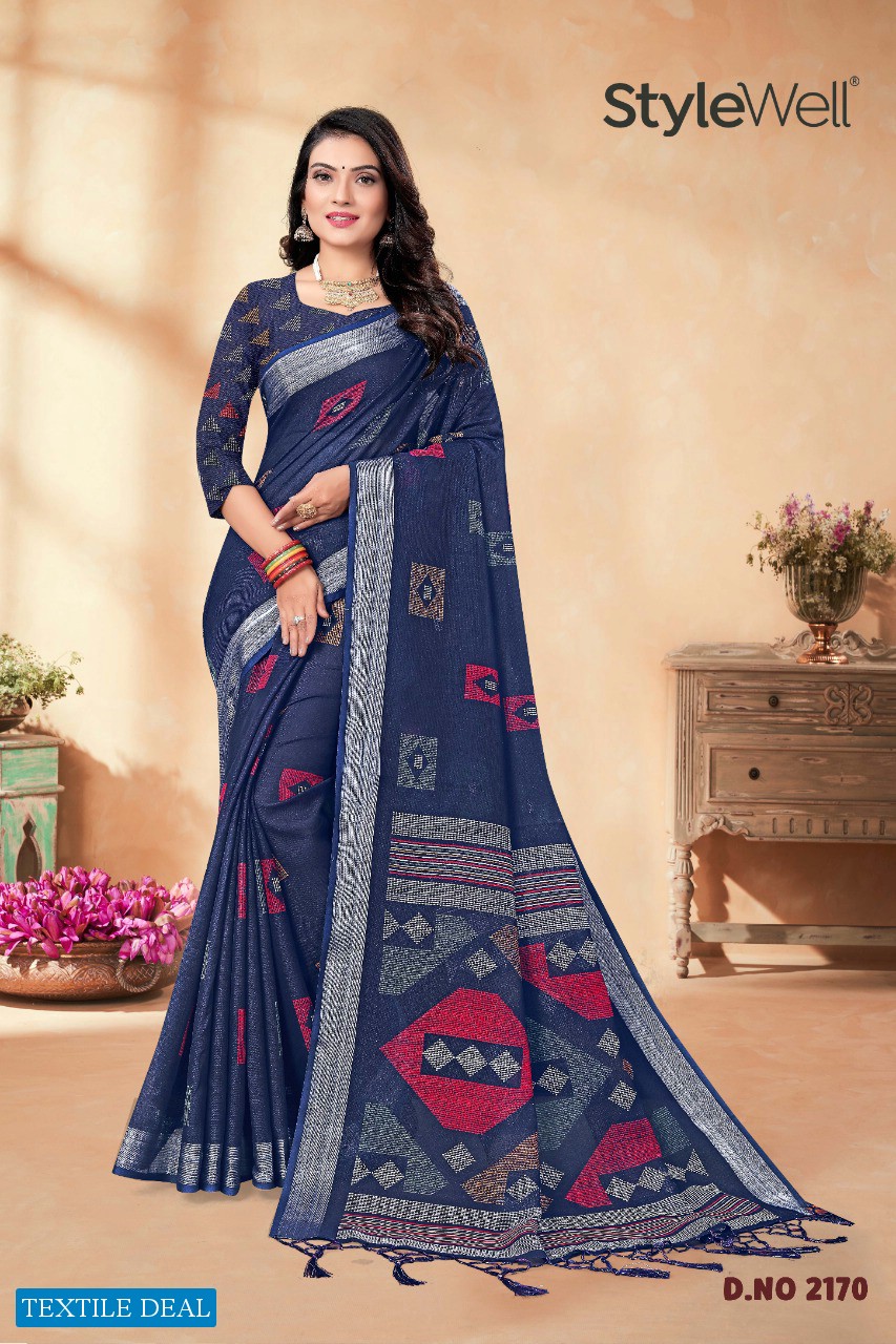 Stylewell Akshara Vol-1 And 2 Wholesale Digital Print With Linen Sarees