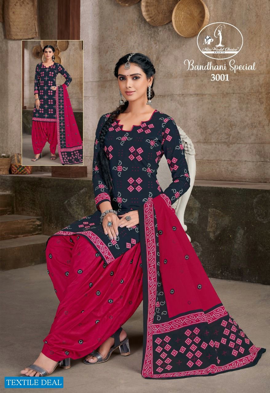 Miss World Bandhani Special Vol-3 Wholesale Pure Cotton Printed Dress Material