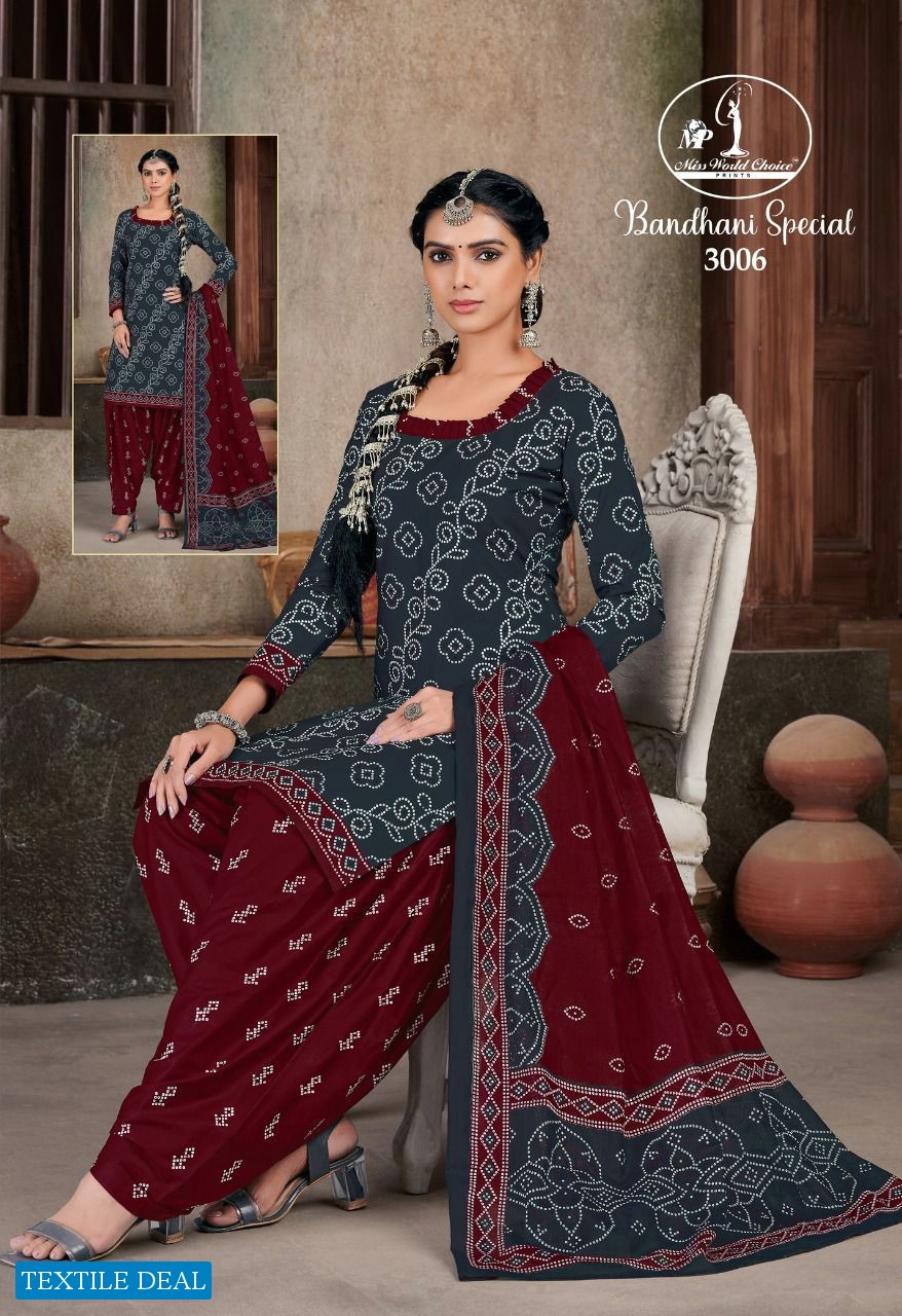 Miss World Bandhani Special Vol-3 Wholesale Pure Cotton Printed Dress Material