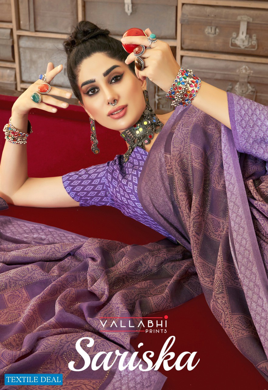 Vallabhi Sariska Wholesale Georgette Viscose Border Indian Sarees
