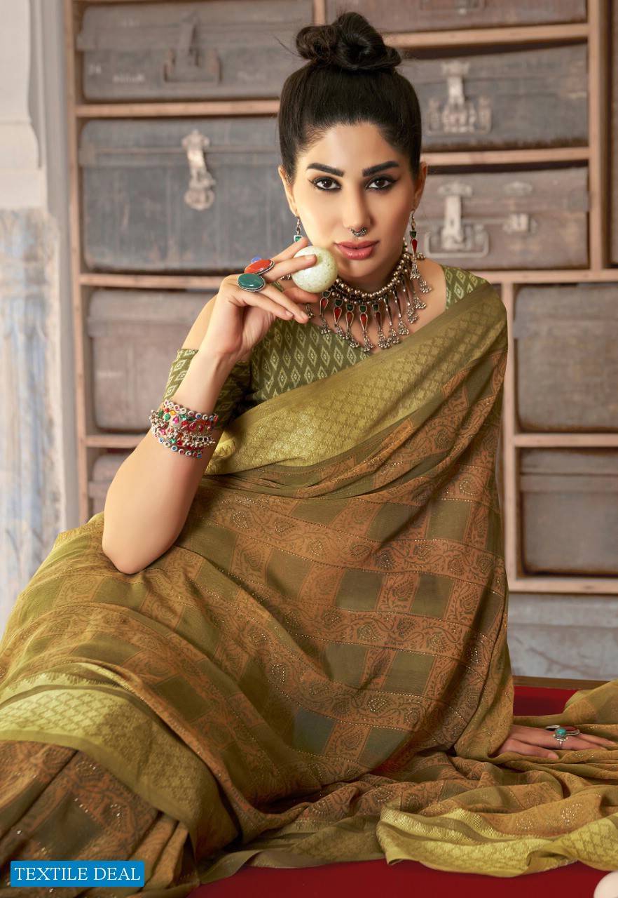 Vallabhi Sariska Wholesale Georgette Viscose Border Indian Sarees