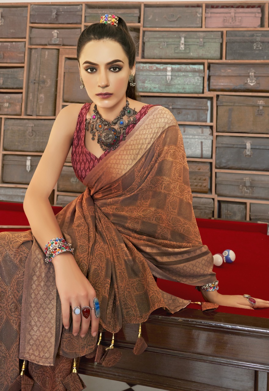 Vallabhi Sariska Wholesale Georgette Viscose Border Indian Sarees