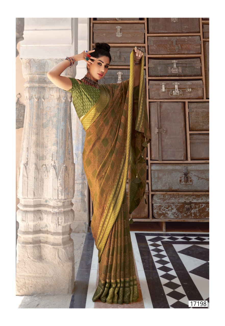 Vallabhi Sariska Wholesale Georgette Viscose Border Indian Sarees