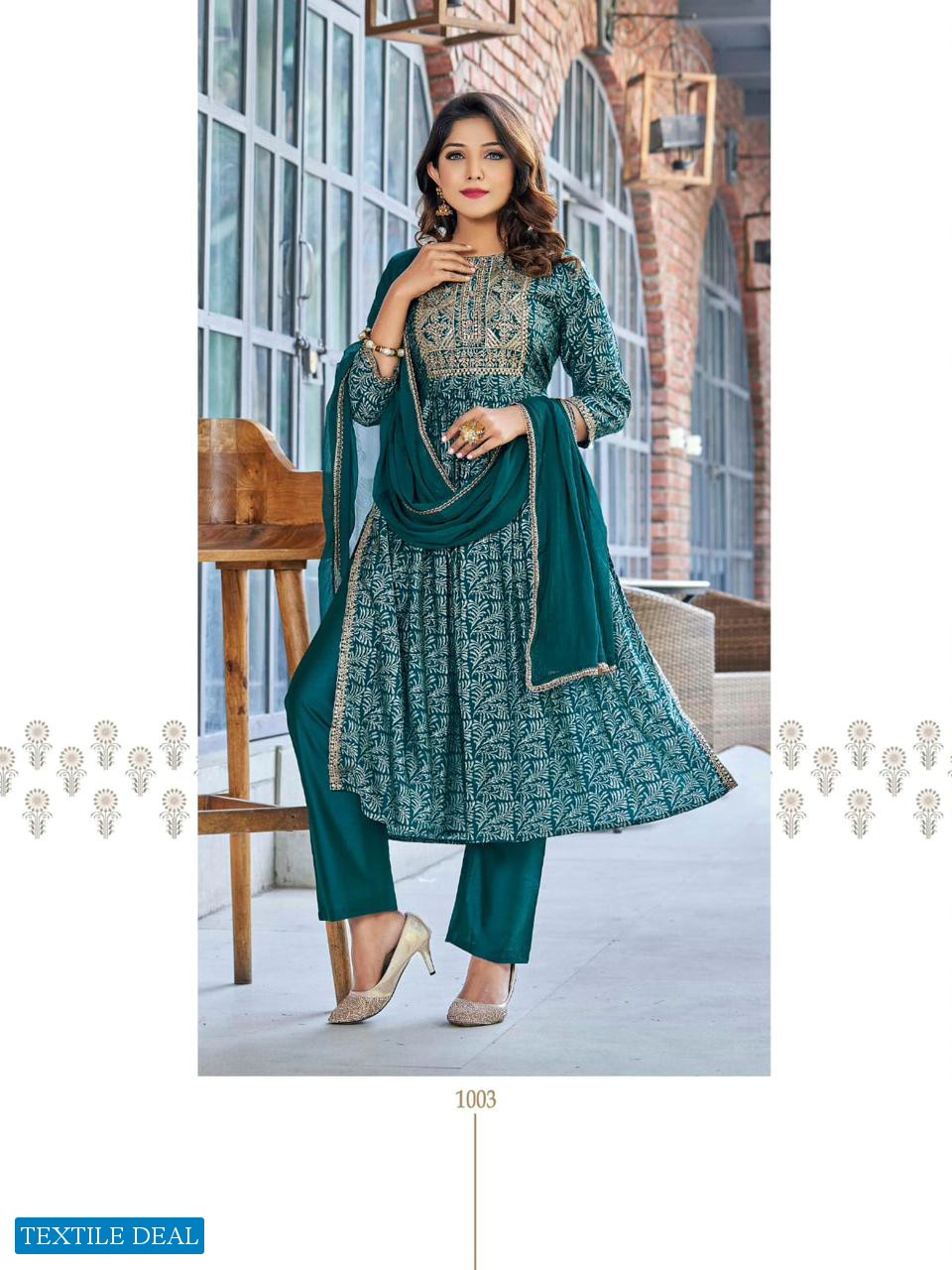 OSSM Mannat Wholesale Chanderi Modal Foil Print Kurti And Chander Bottom And Chinon Dupatta