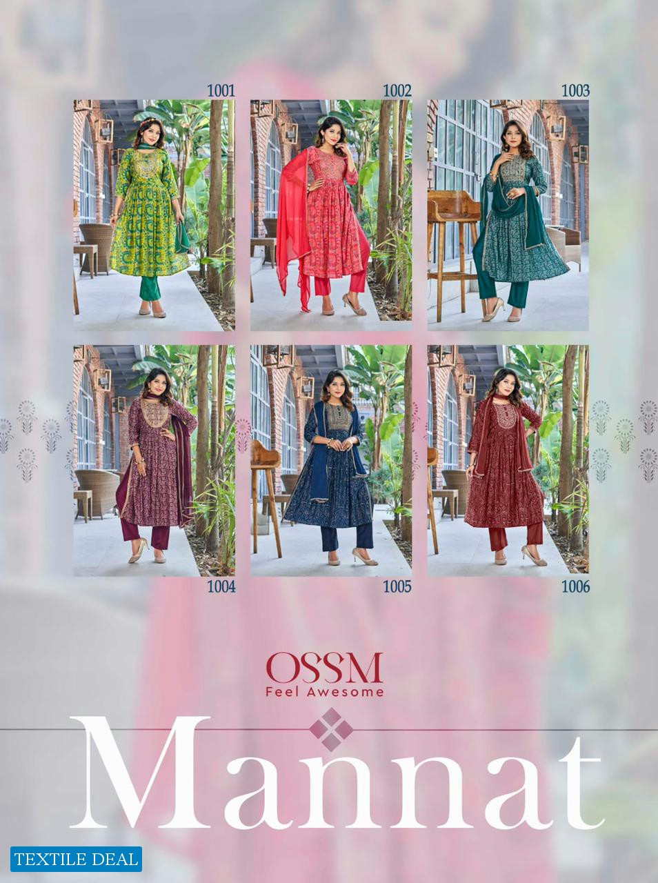 OSSM Mannat Wholesale Chanderi Modal Foil Print Kurti And Chander Bottom And Chinon Dupatta