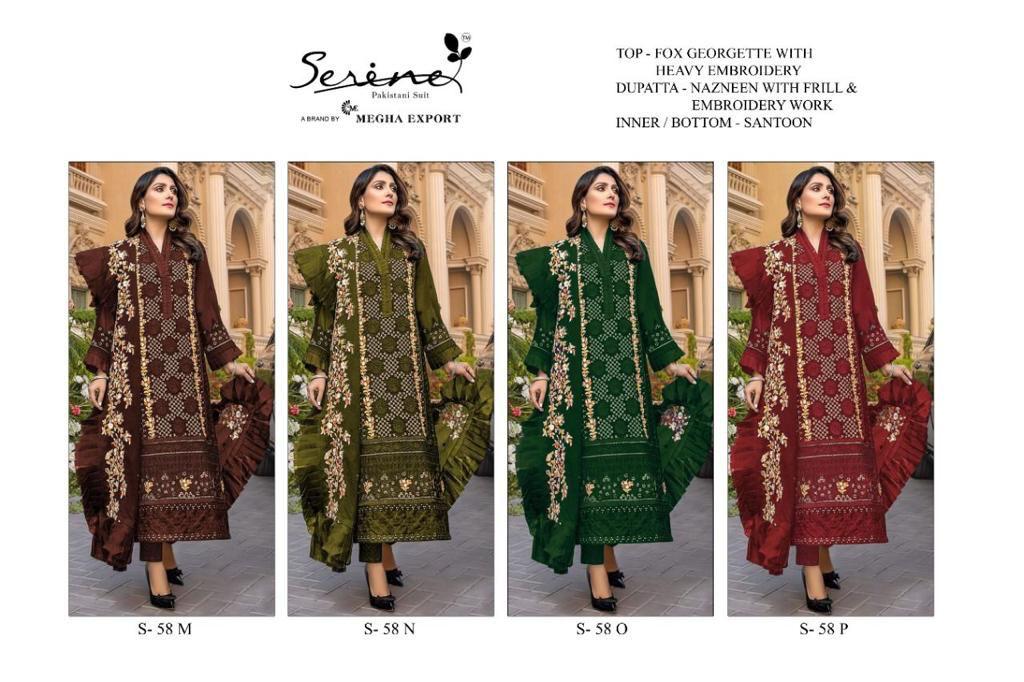 SERINE MEGHA EXPORTS S-58 M TO P GEORGETTE ATTRECTIVE LOOK SALWAR SUIT CATALOG