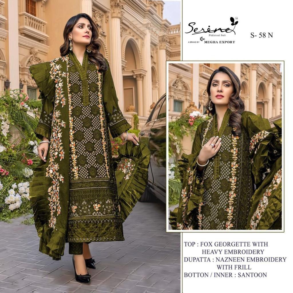 SERINE MEGHA EXPORTS S-58 M TO P GEORGETTE ATTRECTIVE LOOK SALWAR SUIT CATALOG