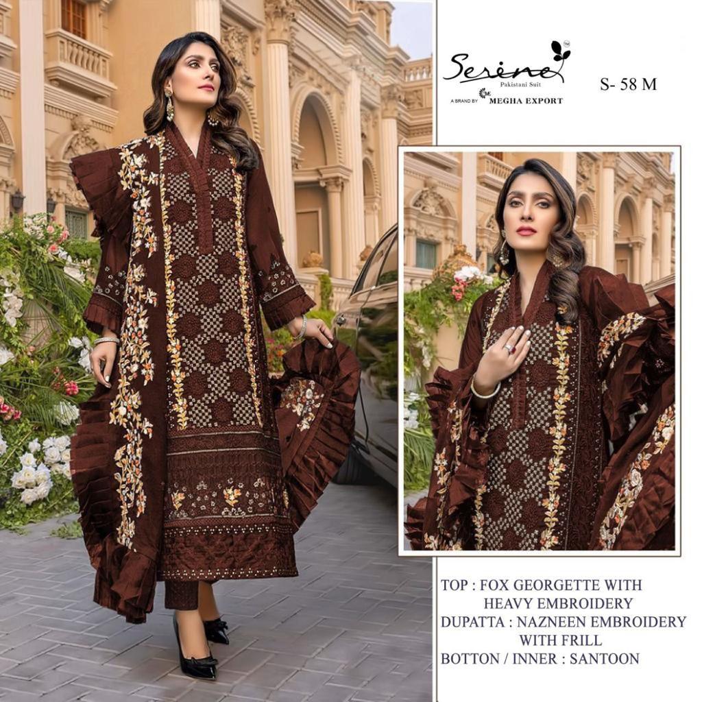 SERINE MEGHA EXPORTS S-58 M TO P GEORGETTE ATTRECTIVE LOOK SALWAR SUIT CATALOG