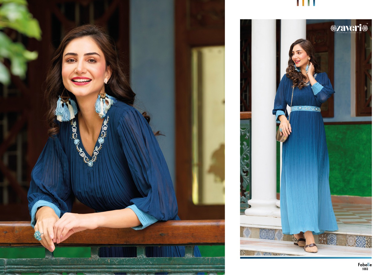 Zaveri Fabelle Wholesale Georgette With Crushed And Hand Work With Inner Gowns