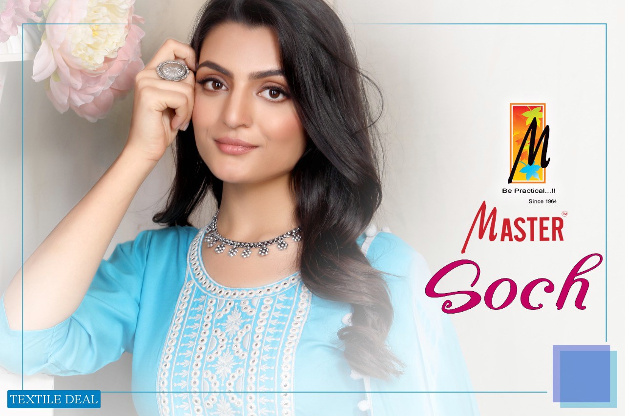 Master Soch Wholesale Readymade Reyon Work Kurti Pant And Dupatta