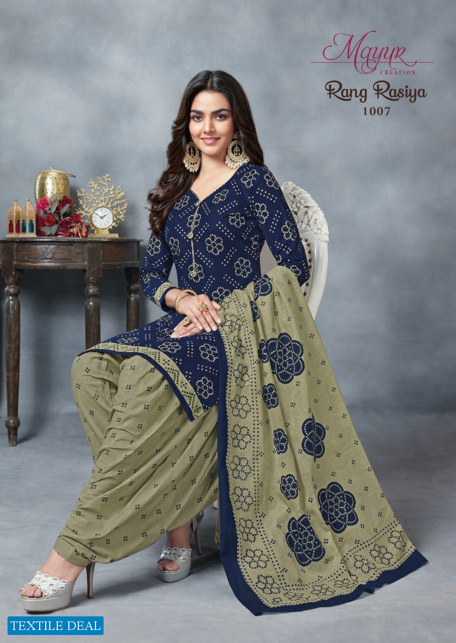 Mayur Rang Rasiya Vol-1 Wholesale Pure Cotton Patiyala Dress Material