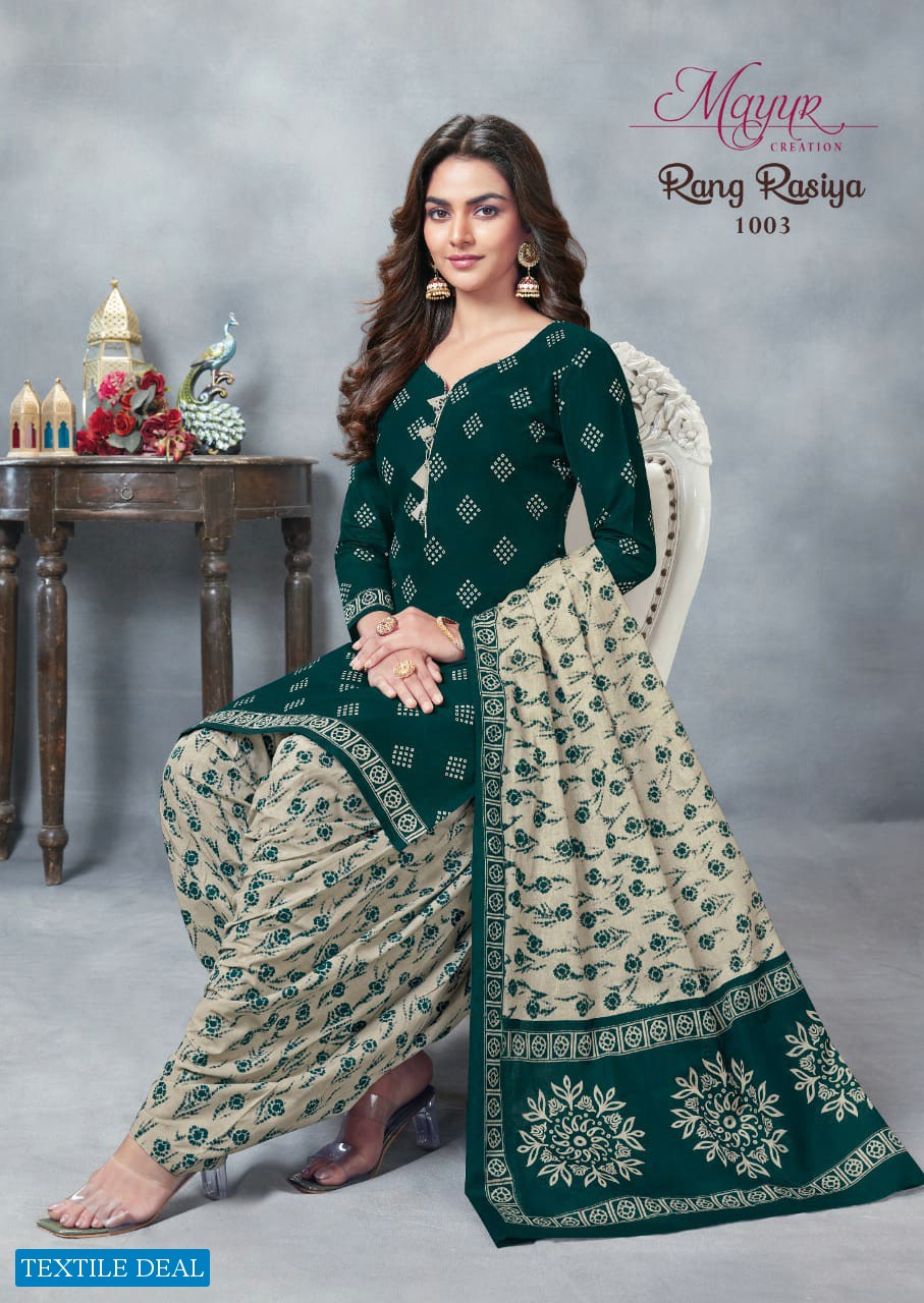 Mayur Rang Rasiya Vol-1 Wholesale Pure Cotton Patiyala Dress Material