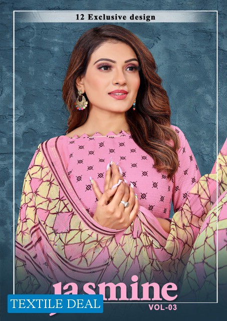 Amit Jasmine Vol-3 Wholesale American Crepe printed Dress Material