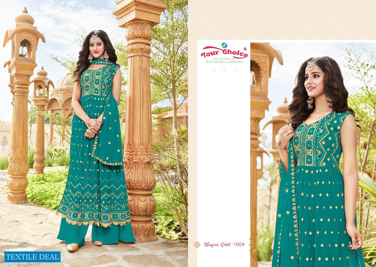 Your Choice Nayra Gold Wholesale Festive Nayra Cut Fully Readymade Salwar Suits