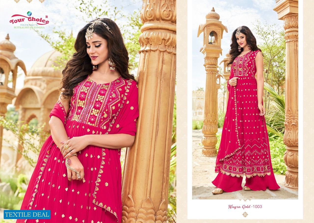 Your Choice Nayra Gold Wholesale Festive Nayra Cut Fully Readymade Salwar Suits