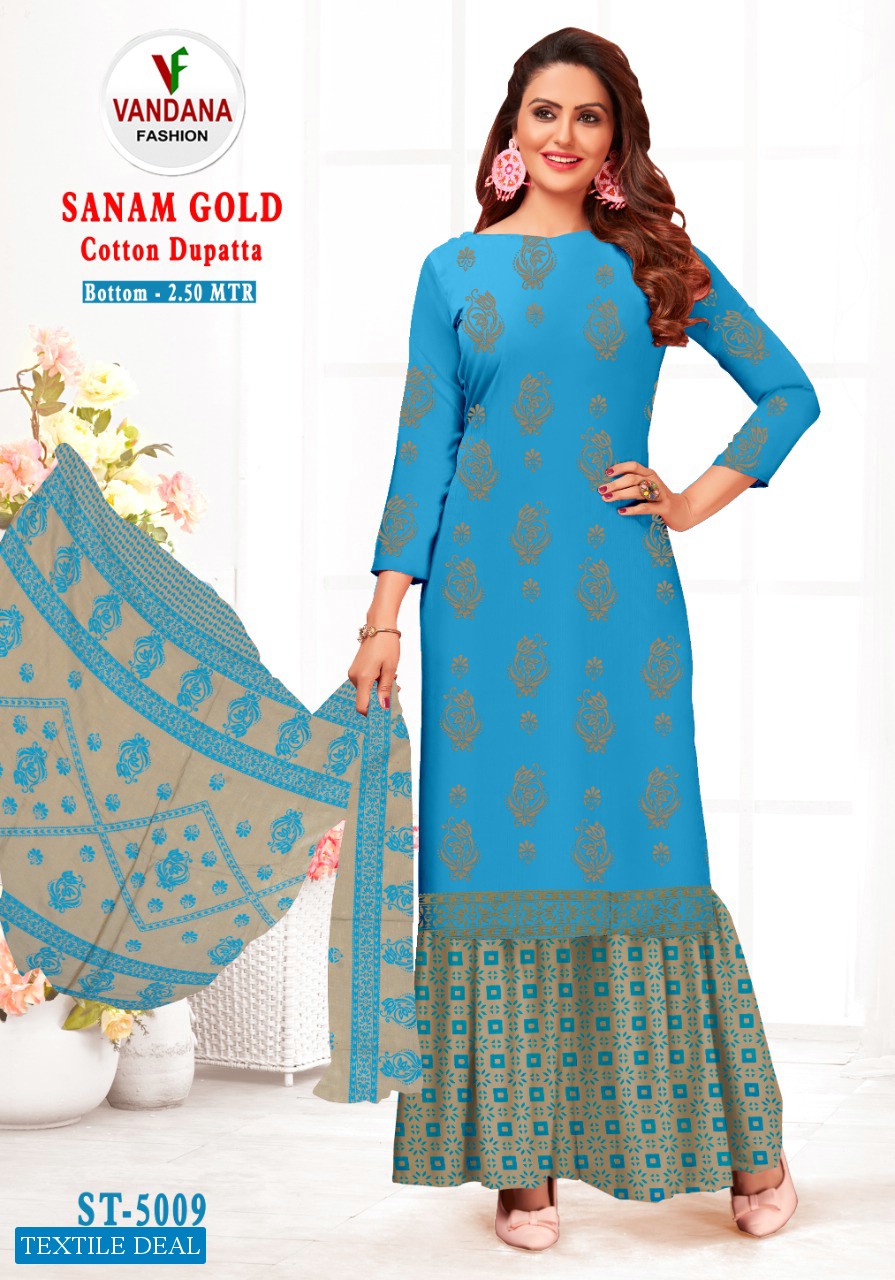 Vandana Sanam Gold Vol-5 Wholesale Cotton Dupatta Dress Material