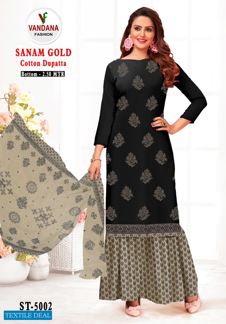 Vandana Sanam Gold Vol-5 Wholesale Cotton Dupatta Dress Material