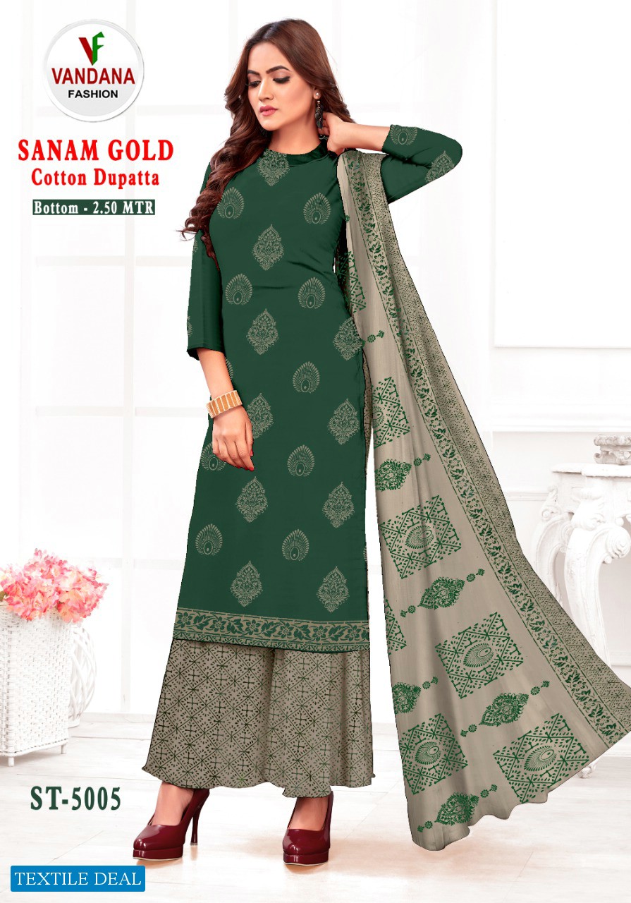 Vandana Sanam Gold Vol-5 Wholesale Cotton Dupatta Dress Material