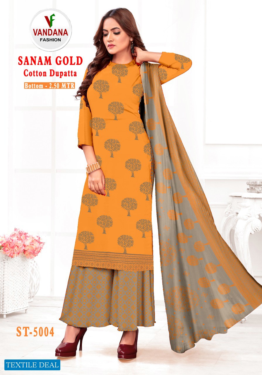 Vandana Sanam Gold Vol-5 Wholesale Cotton Dupatta Dress Material