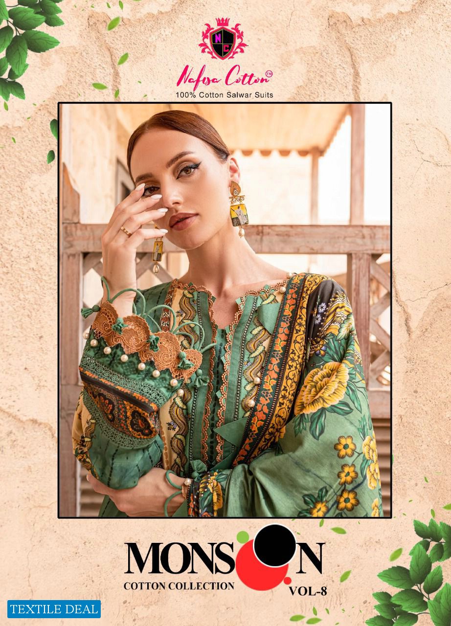 Nafisa Monsoon Vol-8 Wholesale Pure Cotton Printed Dress Material