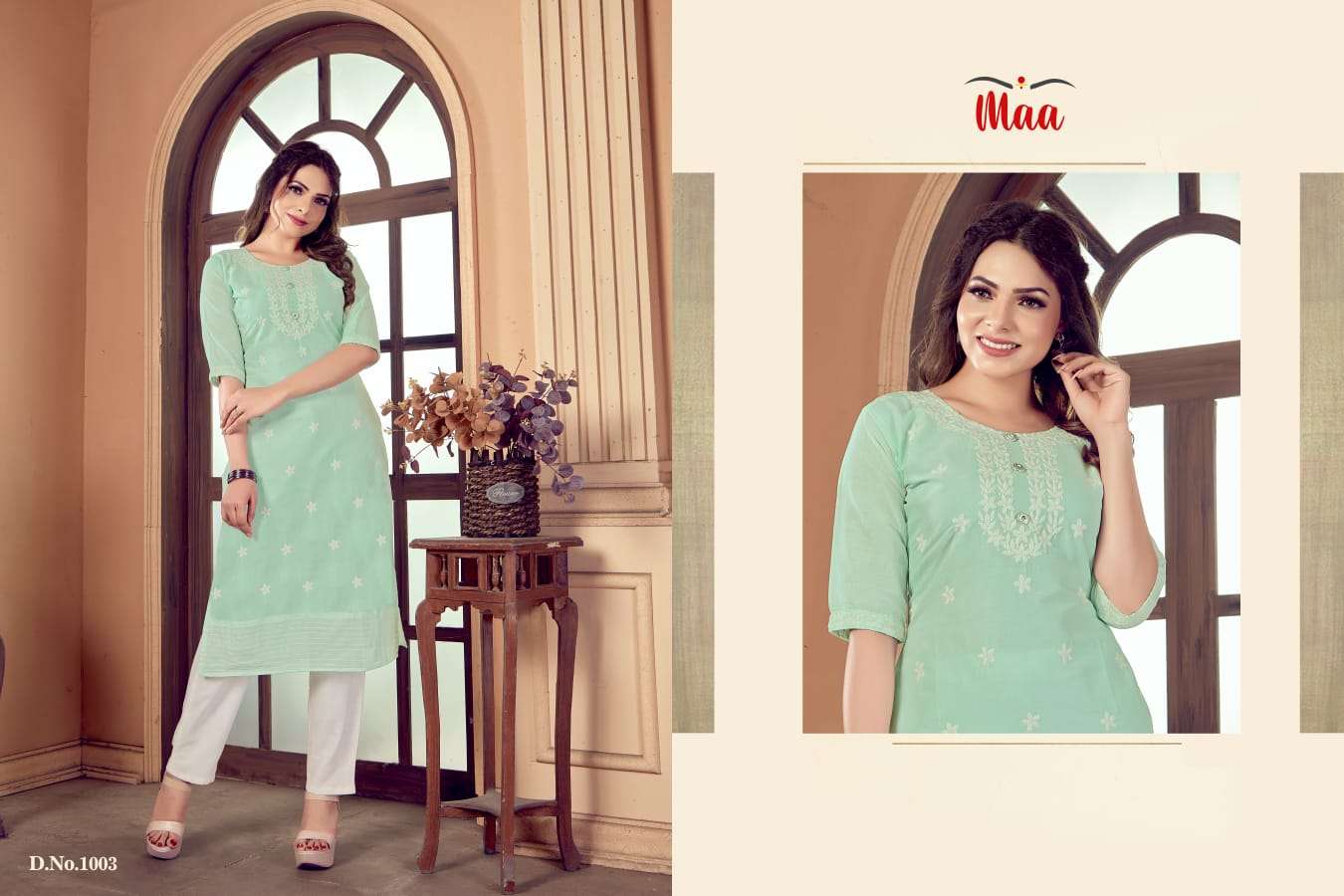 MAA CREATION INNAYA MUL COTTON MACHINE EMBROIDERY KURTIS WHOLESALE SHOP