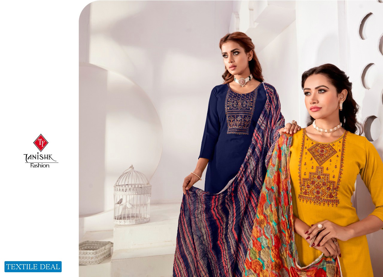 Tanishk Azeera Wholesale Reyon Slub And Siroski Diamond Work Dress Material