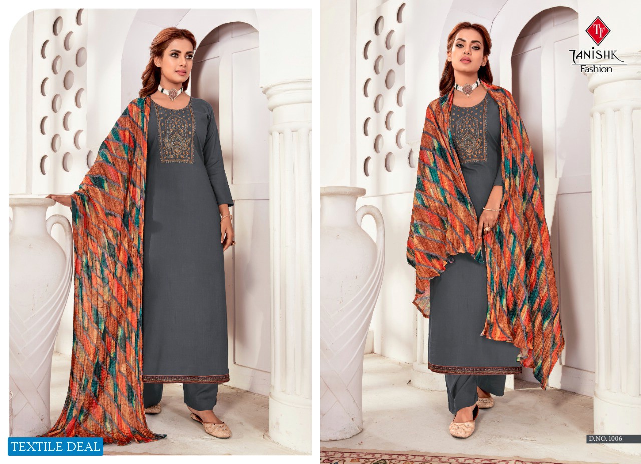 Tanishk Azeera Wholesale Reyon Slub And Siroski Diamond Work Dress Material