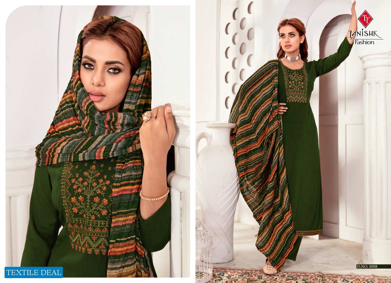 Tanishk Azeera Wholesale Reyon Slub And Siroski Diamond Work Dress Material