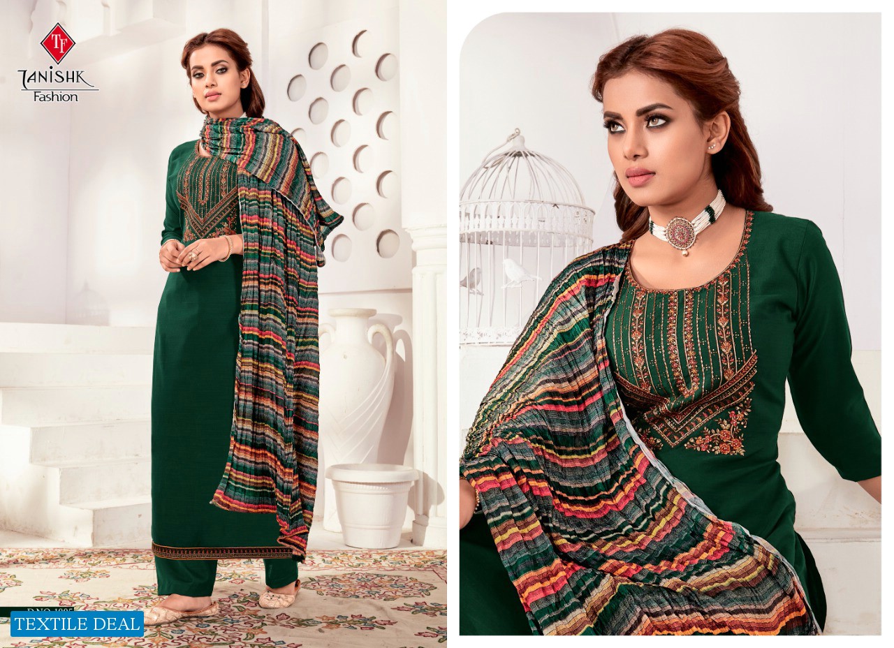 Tanishk Azeera Wholesale Reyon Slub And Siroski Diamond Work Dress Material