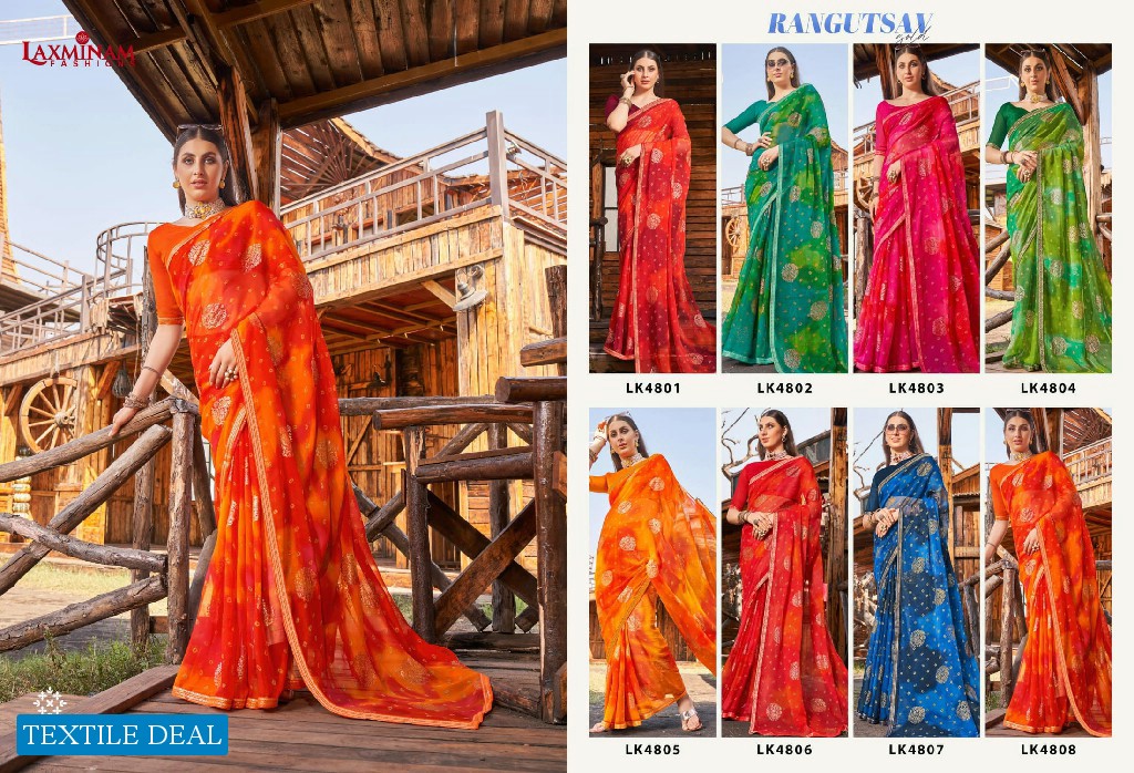 Laxminam Rangutsav Wholesale Chiffon With Foil Printed Sarees