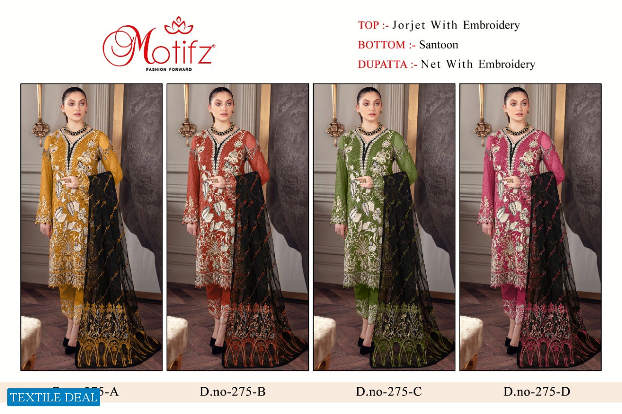 Motifz D.no 275 Wholesale Pakistani Concepts Salwar Suits