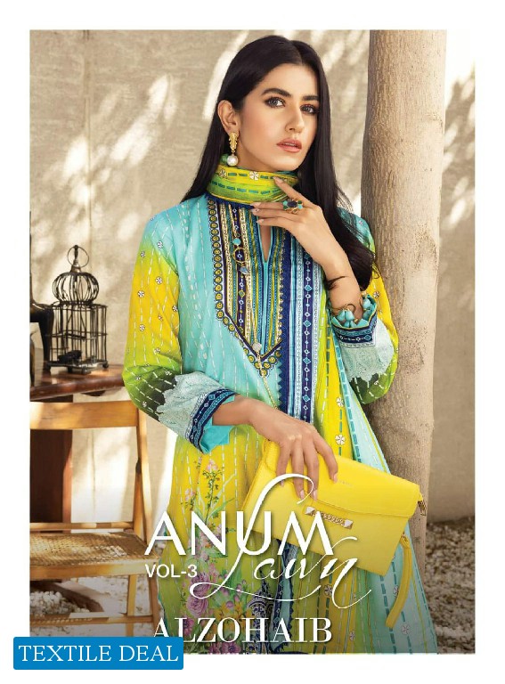 Alzohaib Anum Lawn Vol-3 Wholesale Pakistani Catalogs