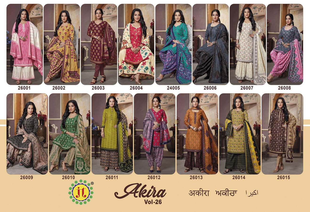 JT Akira Vol-26 Wholesale Pure Cotton Printed Dress Material