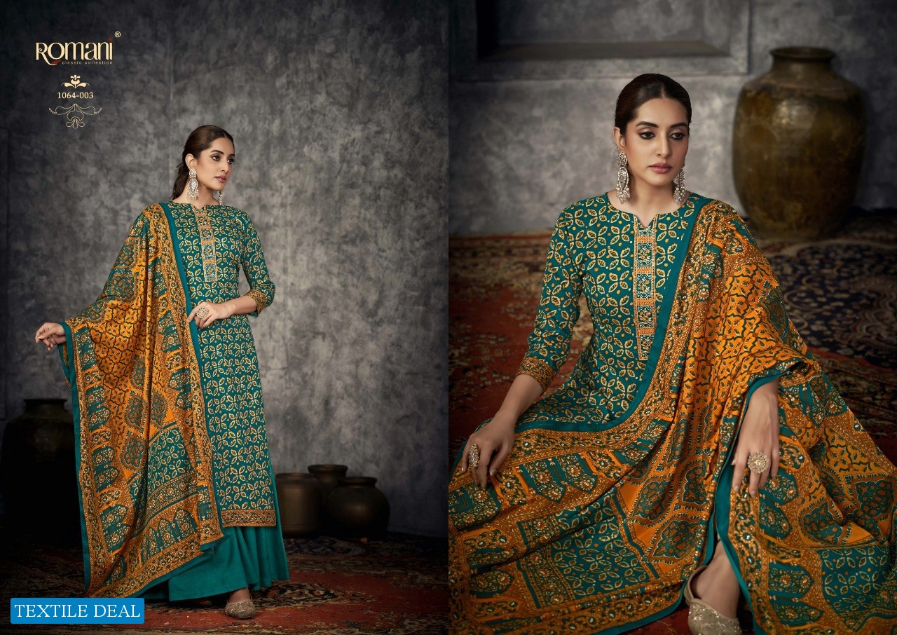 Romani Afreen Wholesale Pure Pashmina Spune With Exclusive Work Dress Material