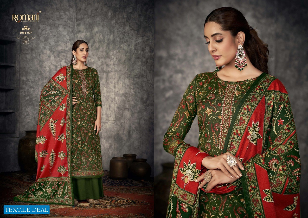 Romani Afreen Wholesale Pure Pashmina Spune With Exclusive Work Dress Material