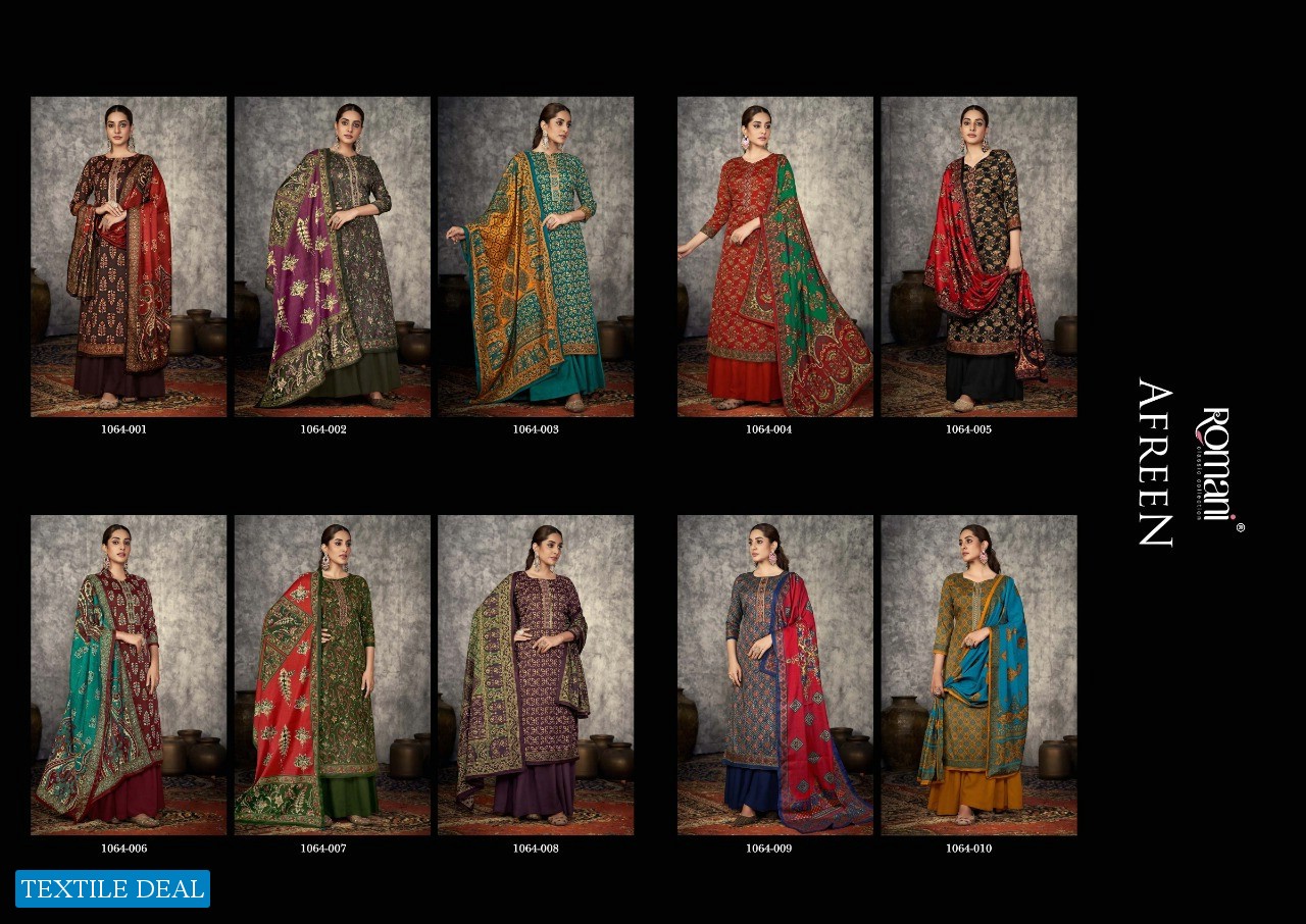 Romani Afreen Wholesale Pure Pashmina Spune With Exclusive Work Dress Material